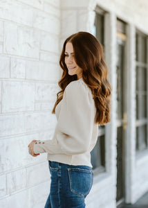 Puff Sleeve Waffle Knit Top