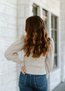 Puff Sleeve Waffle Knit Top