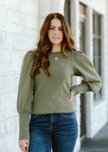 Load image into Gallery viewer, Puff Sleeve Waffle Knit Top
