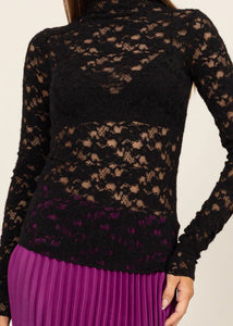 Mock Neck Lace Top