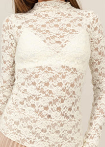 Mock Neck Lace Top